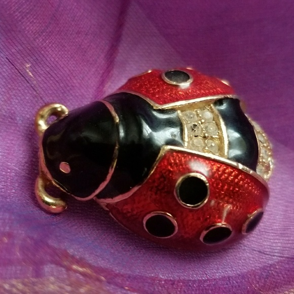 Ladybug brooch by Roman red black enamel gold - Picture 5 of 9